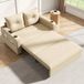 OKWISH Canapé-lit 131 cm - 3-en-1 Dépliable 2 places avec USB et Type-C, porte-gobelets et poches latérales - Salon - Coton Lin - Beige