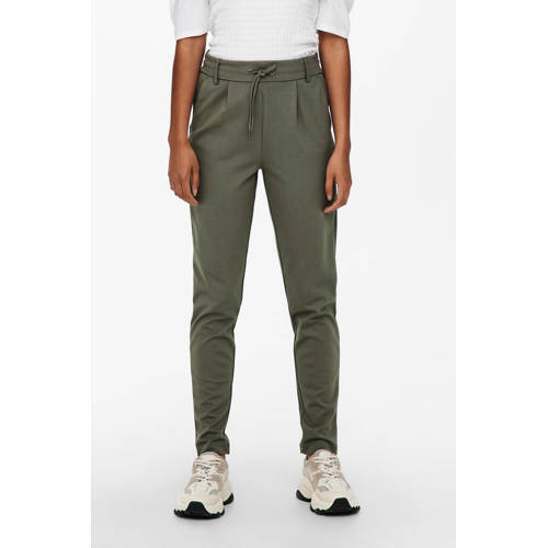 ONLY ONLY tapered fit broek ONLPOPTRASH olijfgroen regular