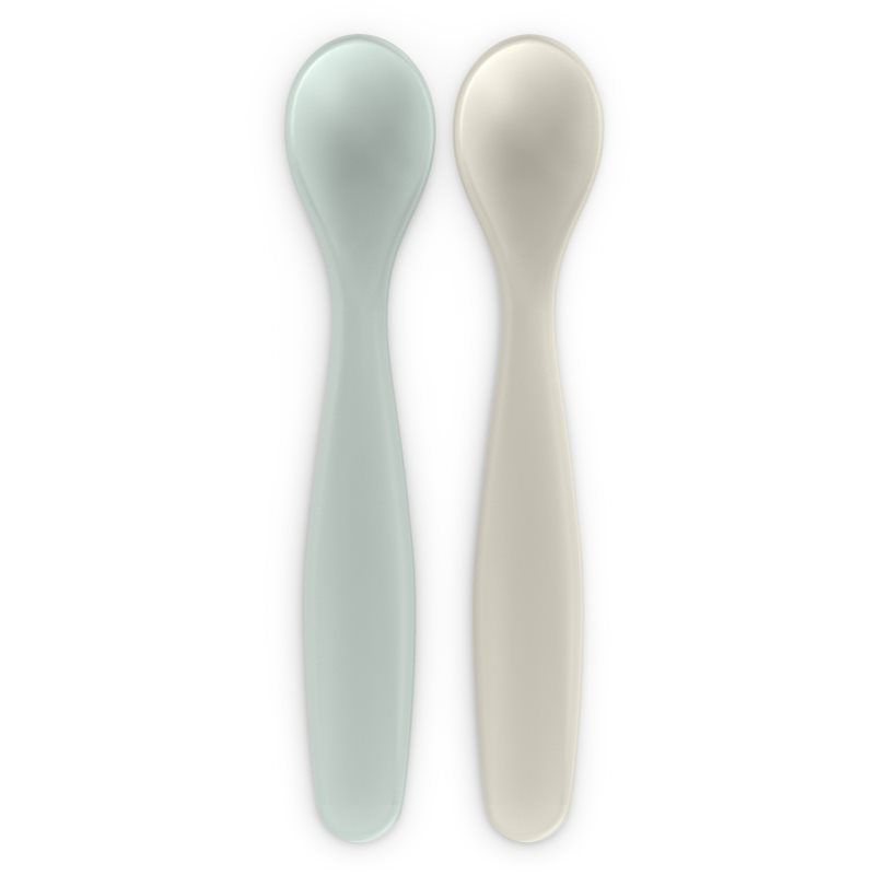 Suavinex, Set van 2 lepels voor baby's. Geschikt voor gevoelige tandvlees. Voor bouillons en kleine potjes. Geschikt voor de vaatwasser – voor baby's + 4 maanden, groen