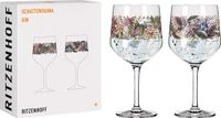 Ritzenhoff Gin Glas 700 ml - Serie Shadow Fauna Set nr. 1, 2 stuks, ooievaar en vlinder, Made in Germany