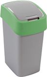 Curver Poubelle / Corbeille avec couvercle - Gris avec cadre vert - 25L
