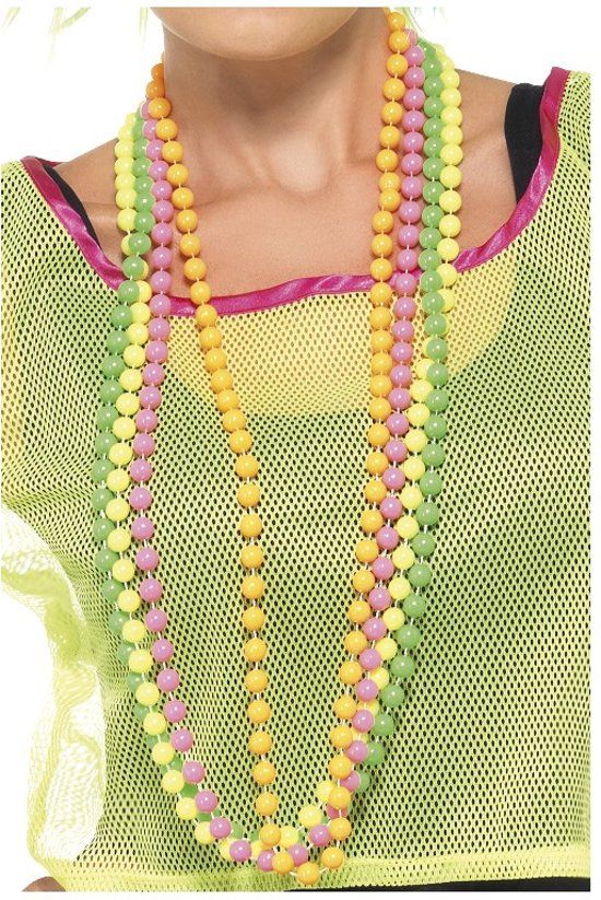 Smiffys Retro 90's Neon Beads Necklace