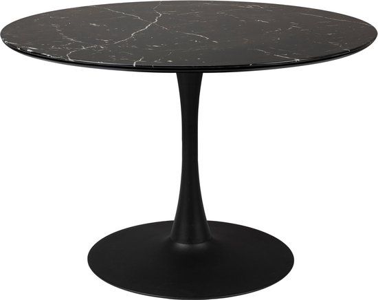 Housecraft Living Maru Eettafel - Marmerlook - Rond - 110 cm - Zwart