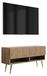 3E 3xE living.com 3xE living TV-meubel met geribbelde voorkant, eikenhout (Craft-afwerking), goudkleurige, schuine poten