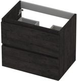 INK - Onderkast 2 Laden Greeploos met Houten Keerlijst - 60 cm - Houtskool Eiken