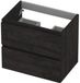 INK - Onderkast 2 Laden Greeploos met Houten Keerlijst - 60 cm - Houtskool Eiken