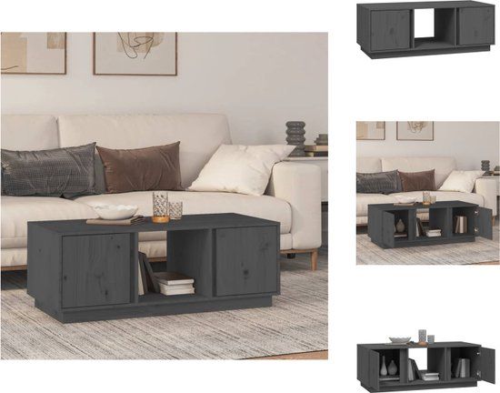 vidaXL Salontafel 110x50x40 cm massief grenenhout grijs