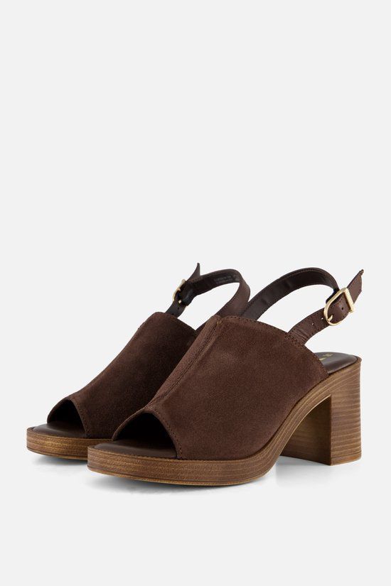 Tamaris Sandalen Met Hak bruin Suède - Maat 40