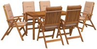 vidaXL - 7-Piece - Garden - Dining - Set - 6-zits - Beige - Massief - Acacia - Hout