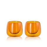 AdHoc YUNA Windlichtset (2 stuks), kaarsen- en theelichthouders, glas, mondgeblazen glas, windlicht voor binnen en buiten, tafeldecoratie, Scandinavisch design, glazen voor kaarsen, oranje