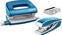 Leitz WOW Metalen Mini Nietmachine En Perforator Set - Blauw Metallic
