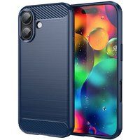 Apple iPhone 17 Coque Housse Étui Silicone Gel Carbone + Verre Trempé - Bleu Foncé