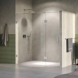 Brauer Void - Porte de douche - 2 pièces - Verre transparent - 190 x 200 cm - Réversible - avec porte battante 70 cm - Sur verre - incl. revêtement en verre - Couleur PVD acier inoxydable
