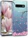 kwmobile Samsung Galaxy S10 hoesje - TPU back cover met kersenbloesembladeren design - poederroze/donkerbruin/transparant