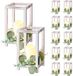 Vevor 12-delige set houten lantaarns met LED-kaarsen en kransen, wit