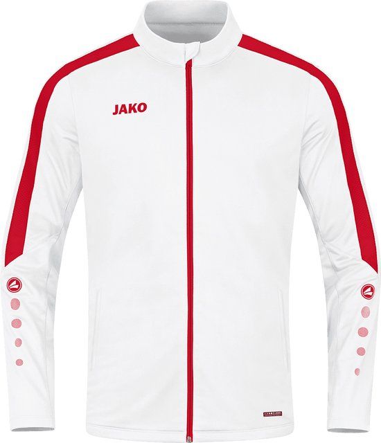 JAKO Power Polyestervest Kind - Wit/Rood - Maat 164