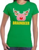 Bellatio Decorations Shoppartners Bv Foute Kerst t-shirt braindeer groen voor dames 2XL