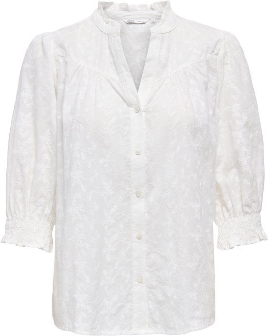 Only Blouse Onlraya 3/4 Embroidery Shirt Wvn 15383962 Wit Dames XS