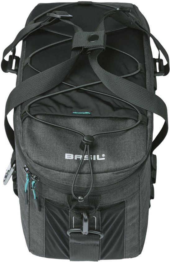 Basil Discovery 365D bagagedragertas M MIK, 9L - waterafstotend polyester - zwart - incl. regenhoes