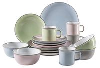 Mäser 931447 Maila, kleurrijke servies set voor 4 personen in moderne vintage-look, 16-delige combiservies in retro design, steengoed