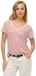Superdry - T-shirt pour femme à col en V et logo brodé - Varsity Red/Optic Stripe