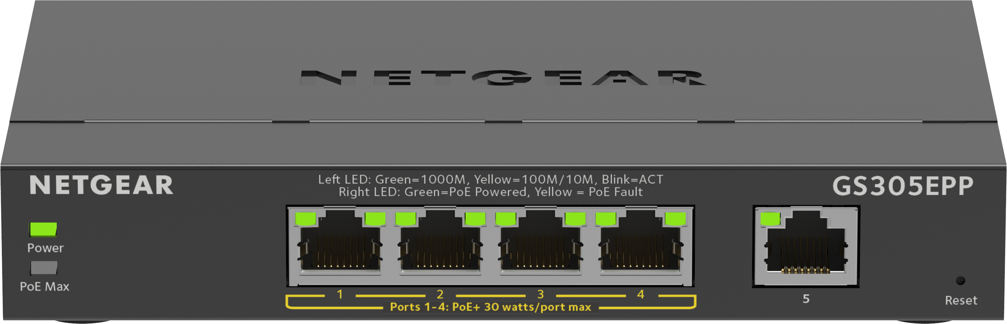 NETGEAR 5-Port Gigabit Ethernet High-Power PoE+ Plus Switch (GS305EPP)