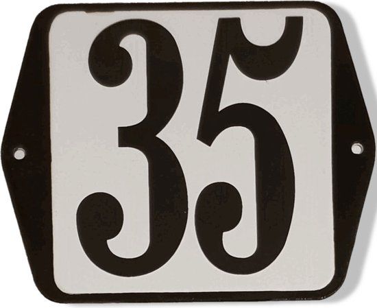 Huisnummer standaard nummer 35 - Hout - Wit - 75 cm - 1 jaar garantie