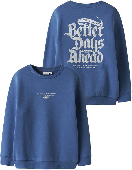 Name it Sweatshirt Regular fit Blauw Kinderen Biologisch katoen Logo