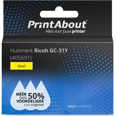 PrintAbout Huismerk Ricoh GC-31Y (405691) Inktcartridge Geel