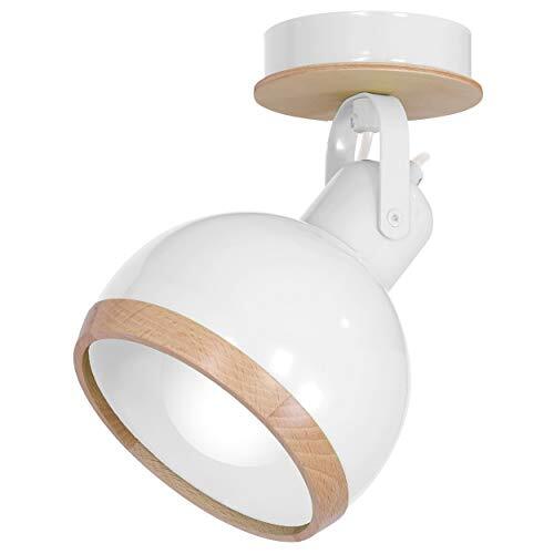 Homemania Wandlamp ovaal wandlamp, wit van metaal, hout, 18 x 18 x 22 cm