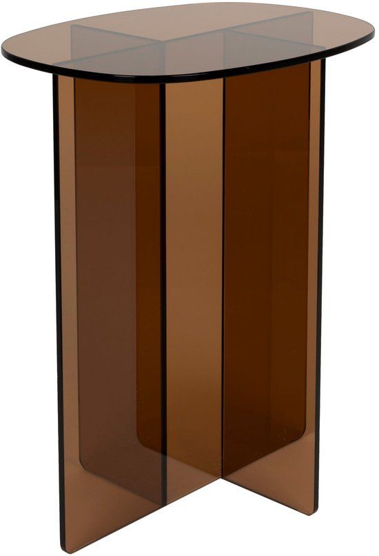 Zuiver Linea Bijzettafel 30x40 cm Glas Bruin