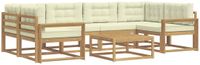 vidaXL Hoek loungeset 6 zitplaatsen Wit en crème Acacia hout