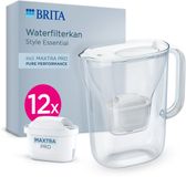 BRITA Waterfilterkan Style Essential Cool - 2,4L - Wit - incl. 12x MAXTRA PRO Pure Performance Waterfilterpatronen