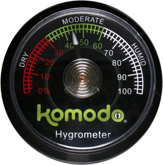 Komodo Hygrometer Analoog - Zwart - 5x5x1cm