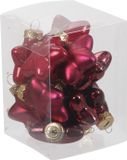 Othmar Decorations Bv 12x Sterretjes kersthangers/kerstballen rood/donkerrood van glas - 4 cm - mat/glans - Kerstboomversiering