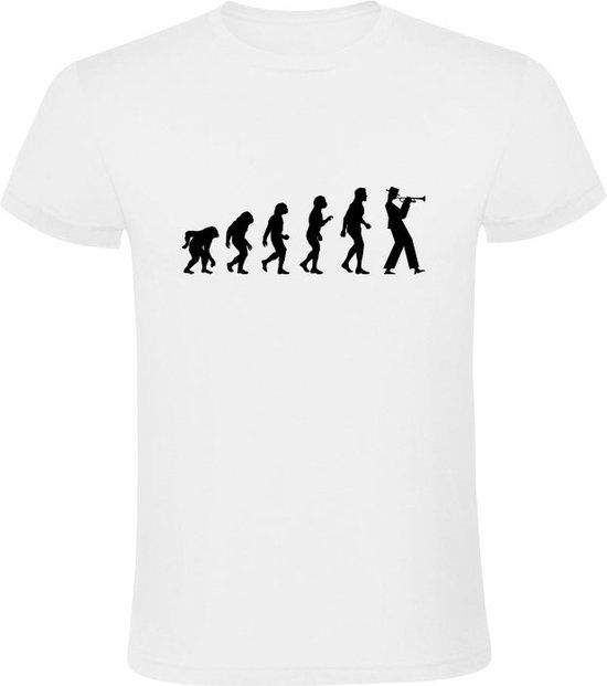 Sol's Trompetspeler evolutie Heren T-shirt - Wit - 3XL