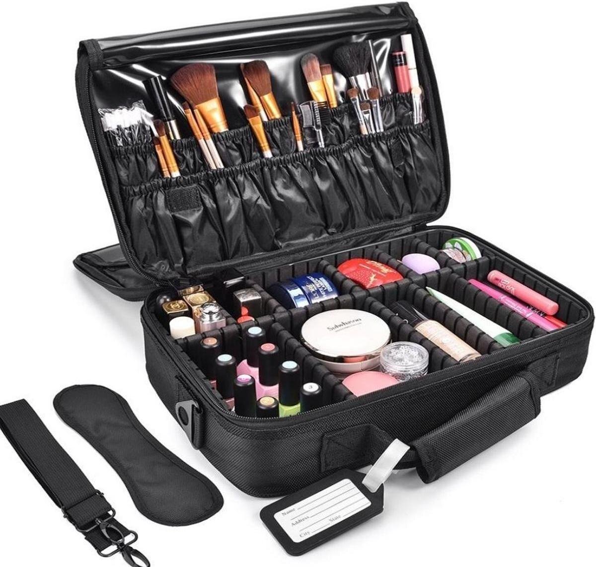 Confibel Cosmetica Koffer - Make-up Koffer met verstelbare vakken - Visagie en Nagelstyliste Beauty Koffer - 37x27x13CM