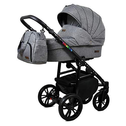 SaintBaby Kinderwagen 3in1 Isofix 2in1 DIN EN 1888 Zwenkte pneumatische banden Fire Black by Grey Flex 2in1 zonder autostoel