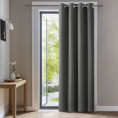 Deconovo Verduisteringsgordijnen met Ringen 140x260 cm (B x H), Thermische Lichtgrijs Gordijnen voor Deur Slaapkamer, 1 stuk