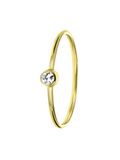 Lucardi Dames ring met witte zirkonia steen - Ring - Cadeau - 14 Karaat Goud - Geelgoud