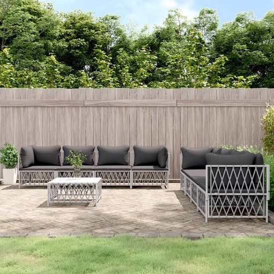 The Living Store Loungeset - Tuinhoekbank - Wit - 8 persoons - Metaal