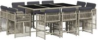 vidaXL 11-delige Tuinset met Kussens, Poly Rattan, Lichtgrijs