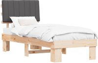 vidaXL Bedframe met Gevoerde Hoofdbord Donkergrijs 75 x 190 cm