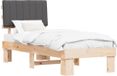 vidaXL Bedframe met Gevoerde Hoofdbord Donkergrijs 75 x 190 cm