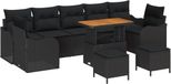 vidaXL Tuinbank Set 10-delig Zwart Polyrattan