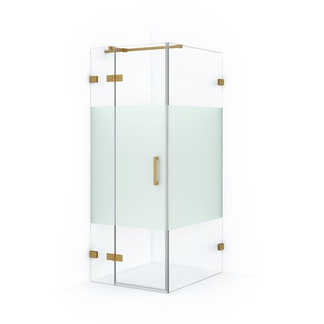Maxaro Douchecabine Diamond 90x80cm 8mm Helder Veiligheidsglas met Matte Strook Goud