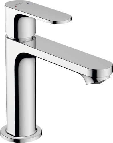 Hansgrohe Wastafelkraan Rebris S, kraan badkamer met uitloop hoogte 110 mm, met trekstang, badkraan waterbesparend, chroom