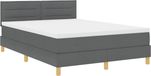 vidaXL Boxspring Bed met Kussen Donkergrijs 140 x 200 cm Stof