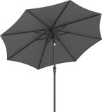 Famanu Parasol 270 cm, UPF 50+, strandscherm, aan beide zijden 30° knikbaar, zonwering, met zwengel voor openen/sluiten, voor terras, balkon, zwembad, zonder standaard, grijs
