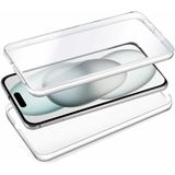 Cool 3D siliconen beschermhoes voor iPhone 15 (transparant voor + achterkant)